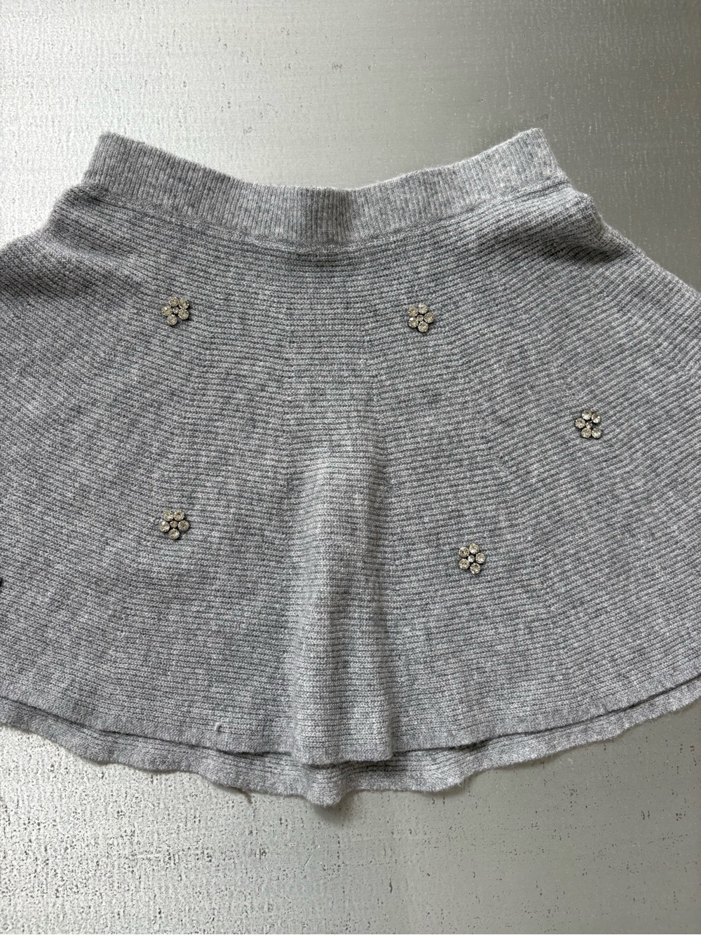 Knit Gray Floral Embellished Skirt - Picture 3 of 6